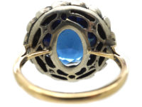 Art Deco Marcasite & Blue Paste Silver & Gold Ring