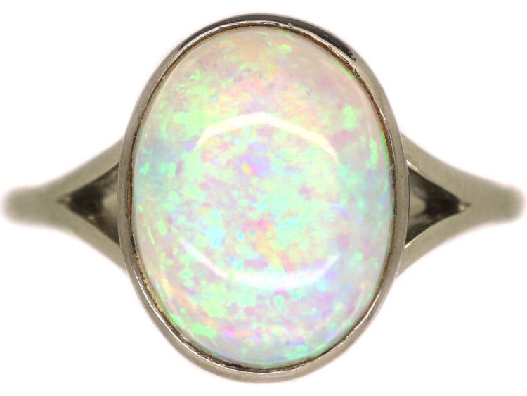 Art Deco Platinum & Opal Ring