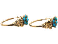 Georgian Gold & Turquoise Poissarde Earrings