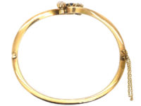 Edwardian 15ct Gold Bangle set with a Ceylon Sapphire & Diamonds