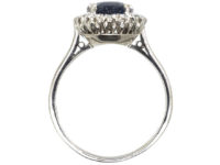 Art Deco 18ct White Gold & Colour Change Sapphire & Diamond Rectangular Cluster Ring