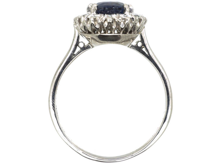 Art Deco 18ct White Gold & Colour Change Sapphire & Diamond Rectangular Cluster Ring