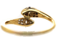 Edwardian 18ct Gold & Diamond Double Snake Ring