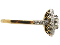 Edwardian 18ct Gold & Platinum, Diamond Cluster Ring with Diamond Set Shoulders