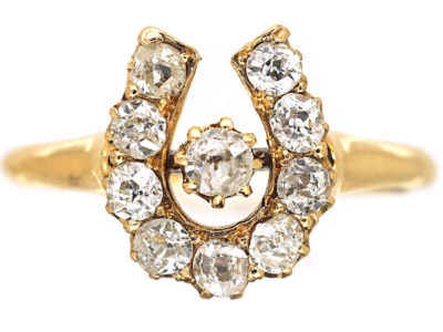 Victorian 18ct Gold & Diamond Horseshoe Ring