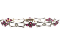 Edwardian 18ct White Gold, Ruby & Diamond Bracelet