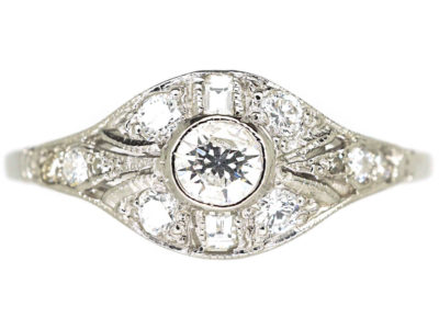 Art Deco Platinum & Diamond Cluster Ring