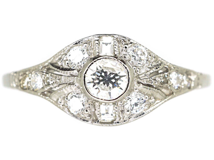 Art Deco Platinum & Diamond Cluster Ring