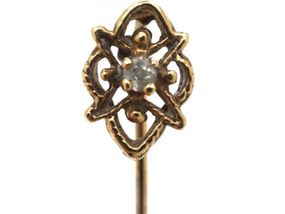 9ct Gold & Diamond Openwork Design Tie Pin