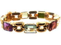 Retro 18ct Gold Multi Gem Bracelet