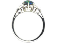 Art Deco Platinum, Black Opal & Diamond Ring