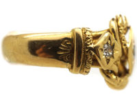 Victorian 18ct Gold Lover's Knot Ring set with Three Diamonds