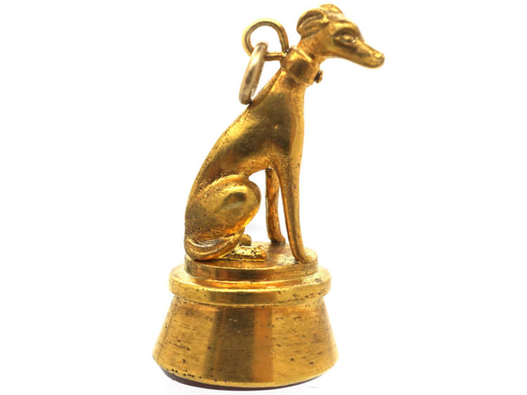 Victorian Gold Cased Seal of a Greyhound