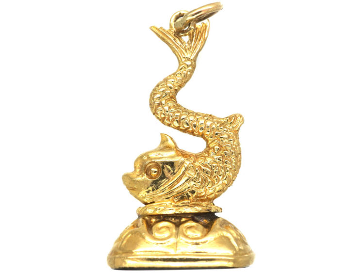 9ct Gold Dolphin Seal with Onyx Base