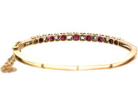 Victorian 15ct Gold, Ruby & Diamond Bangle