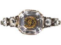 Georgian Gold Stuart Crystal Ring with Gold Thread Detail