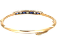 Swedish 18ct Gold Sapphire & Diamond Bangle