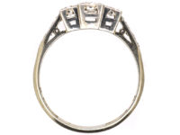 Edwardian Three Stone Diamond Ring with Diamond Set Shoulders