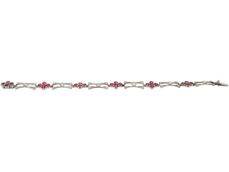 Edwardian 18ct White Gold, Ruby & Diamond Bracelet