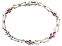 Edwardian 18ct White Gold, Ruby & Diamond Bracelet