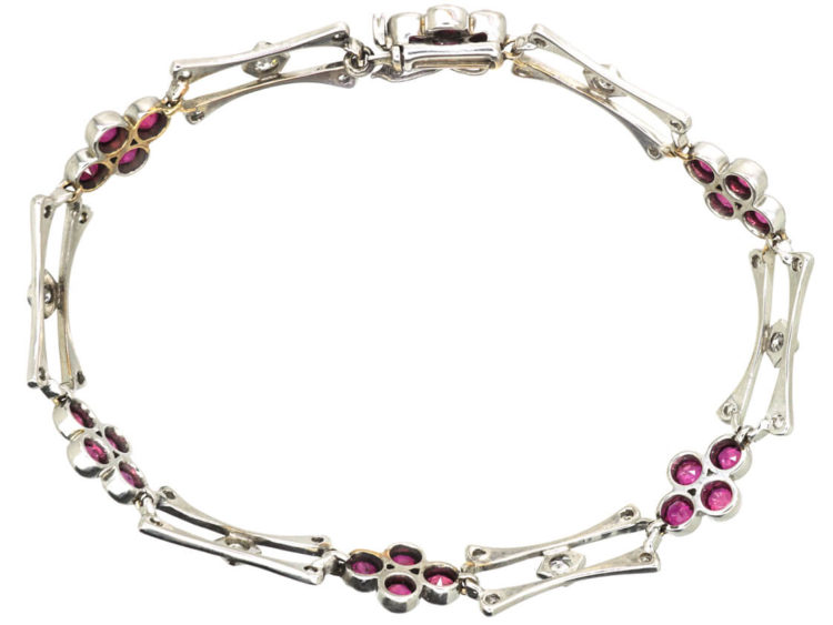 Edwardian 18ct White Gold, Ruby & Diamond Bracelet
