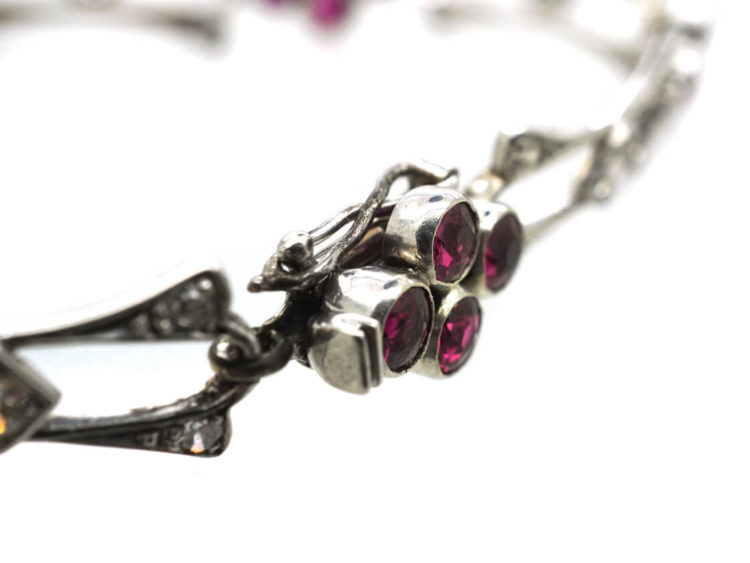 Edwardian 18ct White Gold, Ruby & Diamond Bracelet