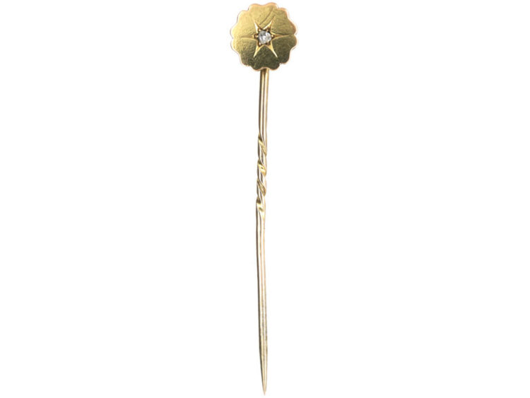 Victorian 15ct Gold & Diamond Star Tie Pin