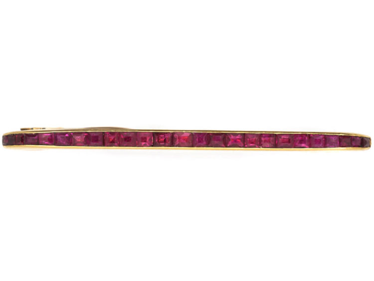 Art Deco Ruby Line Brooch by La Cloche Freres