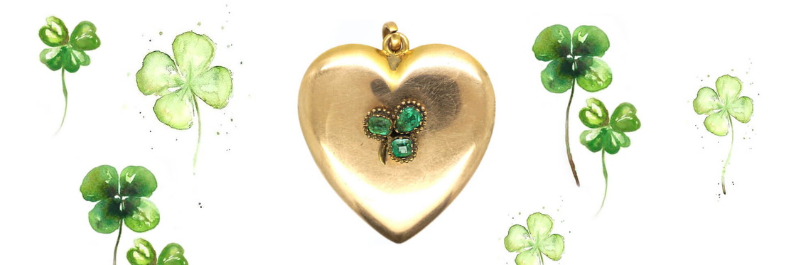 Large Edwardian 10ct Gold Heart Shaped Locket set with Three Emeralds