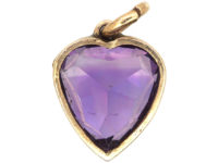 Edwardian 9ct Gold Amethyst Heart Shaped Pendant