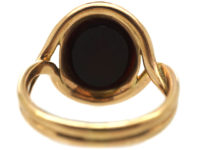 Victorian 18ct Gold Signet Ring with Onyx Intaglio of a Crest
