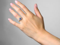 Edwardian 18ct Gold & Platinum Sapphire & Diamond Cluster Ring
