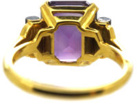 Art Deco 14ct Gold, Amethyst, Onyx & Diamond Ring