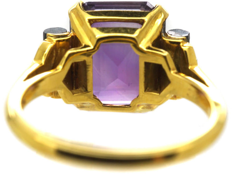Art Deco 14ct Gold, Amethyst, Onyx & Diamond Ring