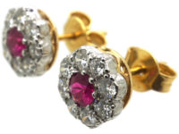 Ruby & Diamond Cluster Earrings