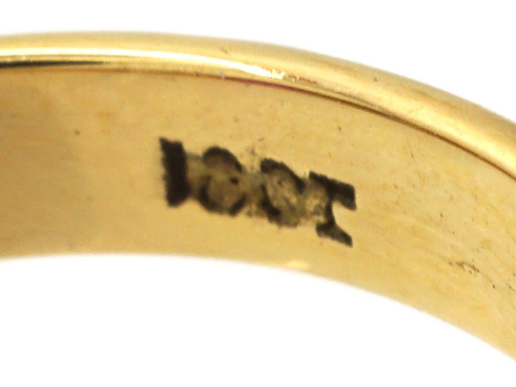 Edwardian 18ct Gold, Ruby & Diamond Rub Over Set Ring