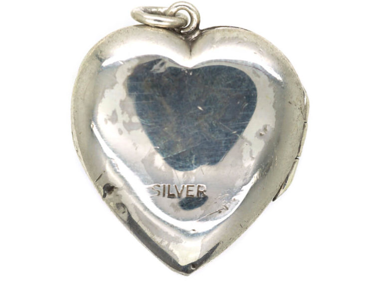 Silver Heart Shaped Locket Engraved with the name Val