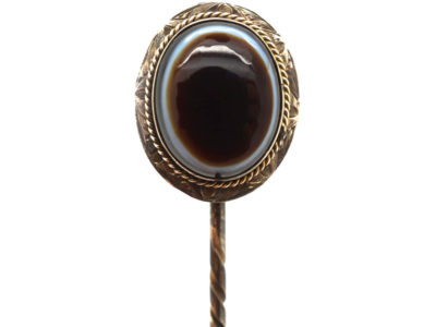 Victorian 9ct Gold & Banded Onyx Tie Pin