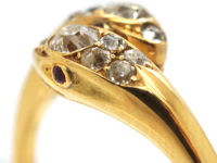 Edwardian 18ct Gold & Diamond Double Snake Ring