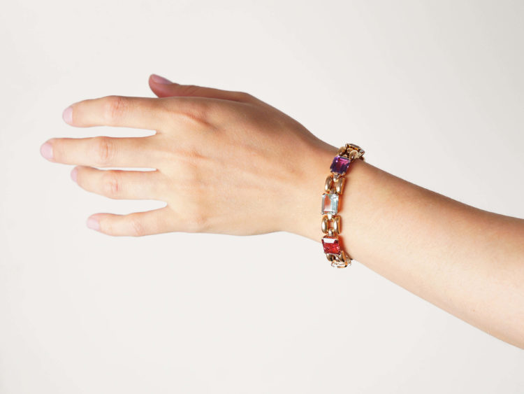 Retro 18ct Gold Multi Gem Bracelet