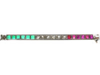 Art Deco 18ct White Gold, Emerald, Diamond & Ruby Bar Brooch