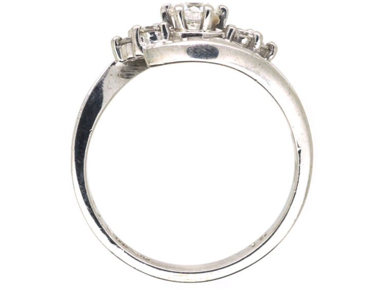 Diamond Single Stone Diamond Ring with Diamonds on Either Side