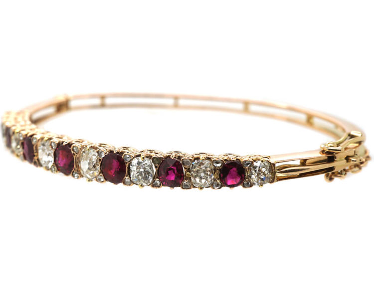Victorian 15ct Gold, Ruby & Diamond Bangle