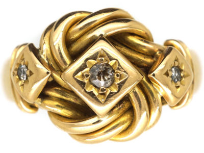 18ct Gold Lover’s Knot Ring set with Diamonds