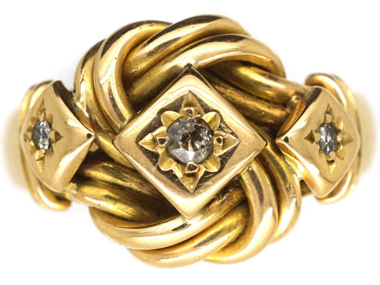 18ct Gold Lover's Knot Ring set with Diamonds