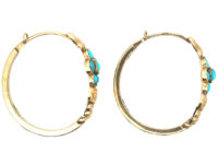Georgian Gold & Turquoise Poissarde Earrings