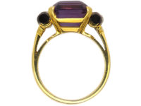 Art Deco 14ct Gold, Amethyst, Onyx & Diamond Ring