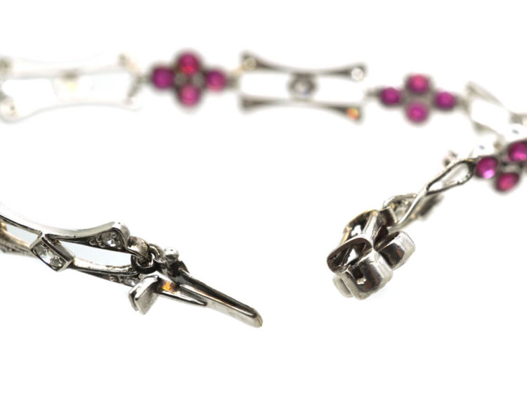 Edwardian 18ct White Gold, Ruby & Diamond Bracelet