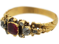 Georgian 18ct Gold, Ruby & Diamond Ring