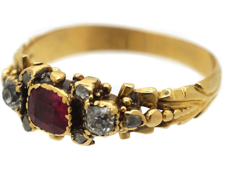 Georgian 18ct Gold, Ruby & Diamond Ring